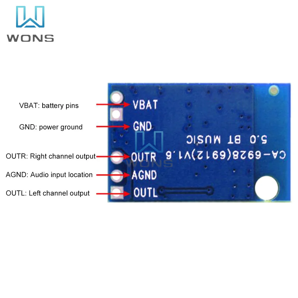 CA-6928 5V Wireless Blue-tooth Audio Receiver Board 5.0 MP3 Blue-tooth Lossless Decoder Audio Receiver Board Stereo Sound Module