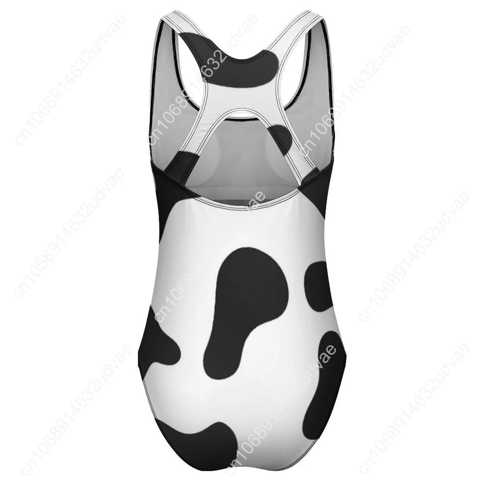 Traje de baño con textura de piel con estampado de vaca, traje de baño Sexy con manchas blancas y negras para mujer, trajes de baño de una pieza a la moda, ropa de playa con realce