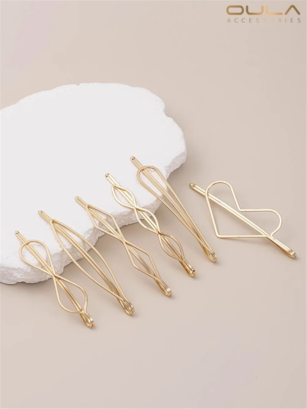 14K Gold-Color Plated Korean Hairpin Plated Real Gold Japanese Geometric Edge Clip Diy Handmade Hairpin Headpiece