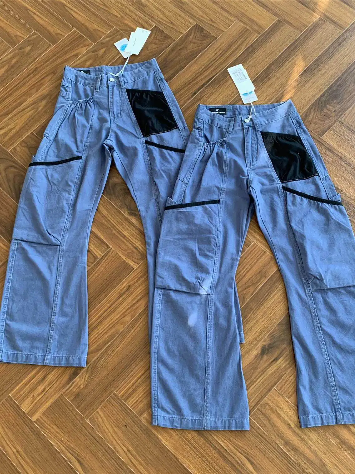 Calças de Trabalho Vintage Americanas Lavadas com Múltiplos Bolsos, Calças de Jardineiro de Perna Larga, Jeans de Denim para ...