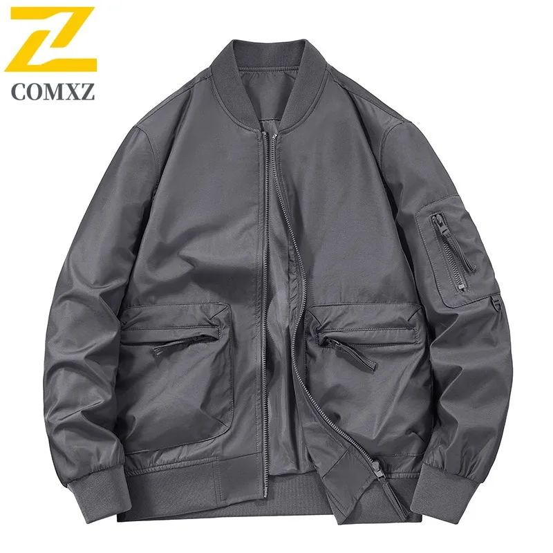 

COMXZ Outdoor Baseball Collar Jacket Men Casual Riding Windproof Motorcycle Jacket Premium Street Style Lightweight Autumn Coats