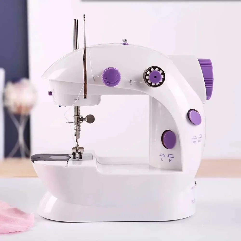 Household 202Mini Sewing Machines Handheld Sewing Machine with Light Cutter Foot Pedal Portable Night Light Sewing Machine