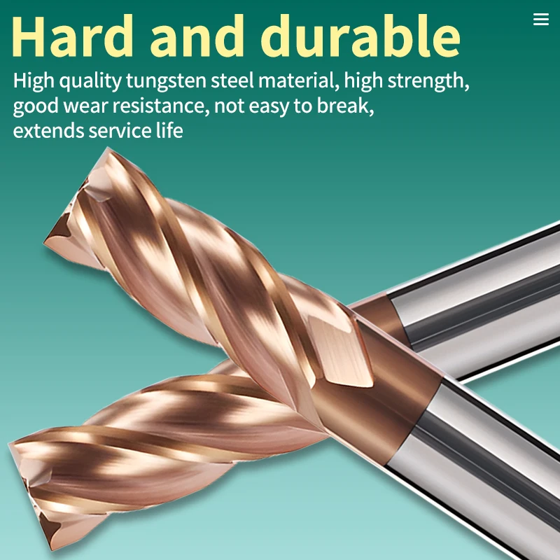

Duo Martap Carbide Flat End Mill Tungsten Cutter 4 Flute Metal Steel Tool Key Face Square Router Bit 4mm 6mm 8 12 Shank