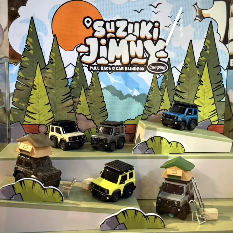 

Tinyq Car Toy Blind Box Suzuki Jimny Let’s Go Glamping Series Q-Version Pull-Back Car Pvc Collectible Car Model Birthday Gift