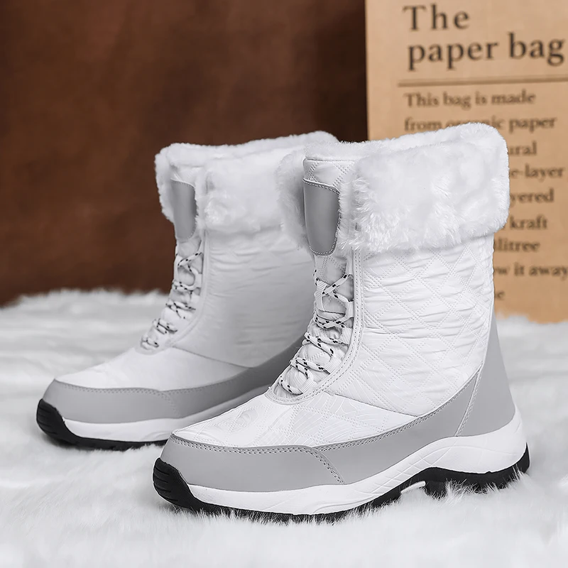 

Women's Boots plush Super Warm Winter snow Boots Rubber Booties Fur Bota Feminina Short Boot Female Winter Shoes big size