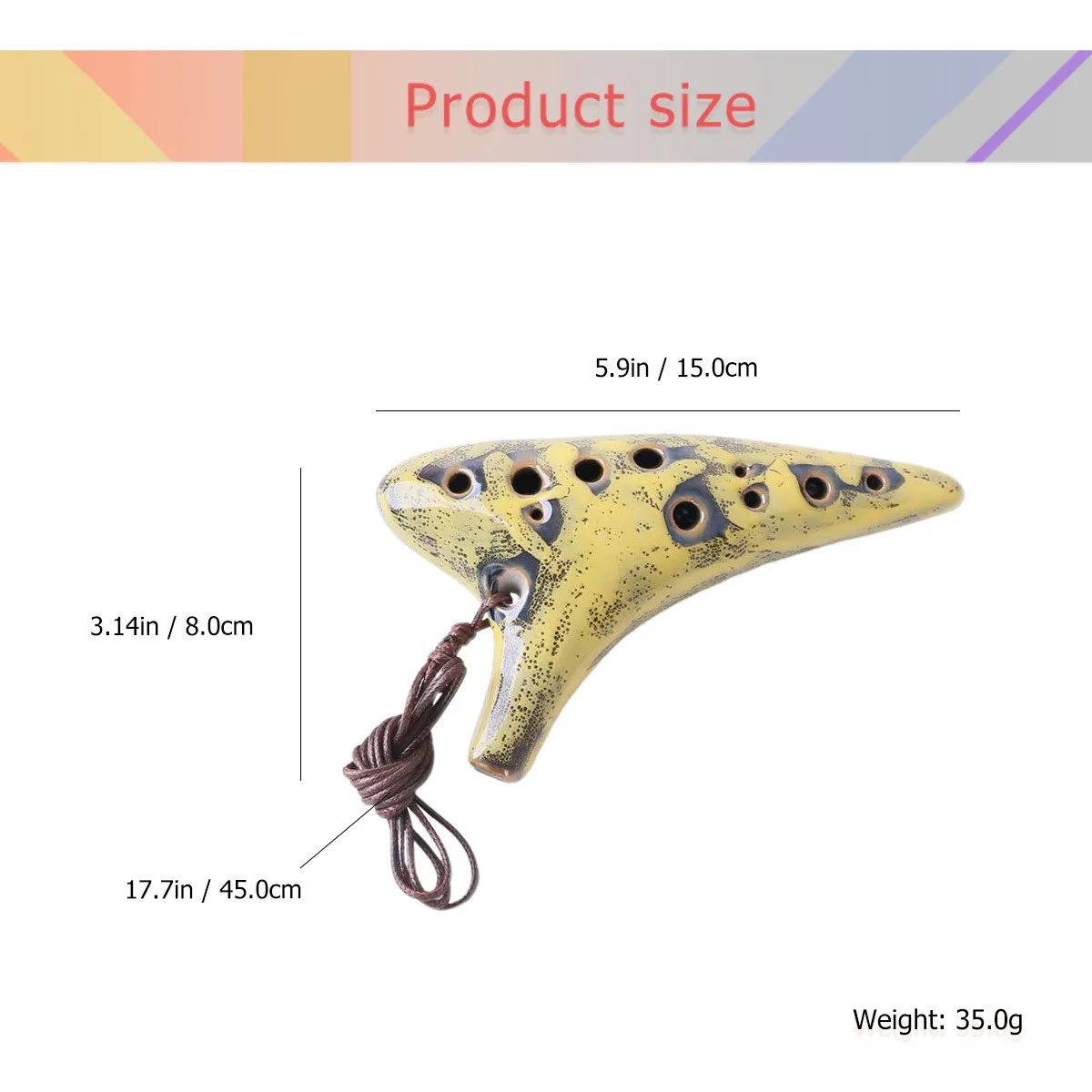 12 Hole Alto C Ocarina Ceramic Music Instrument with Mellow Fingerholes Ergonomic Shape Easy to Carry Warm Tone for Learners and