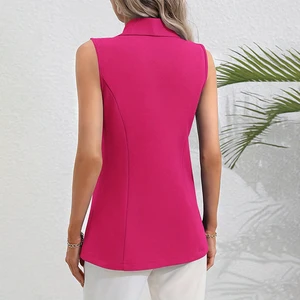 Single -briestlose Westen für Frauen, monochrome Weste, weibliche schicke Jacken, Gelegenheitsdame, Schwarz, Weiß und Rosa 10 Hauptverkaufsbluse Ancient Pink - №8