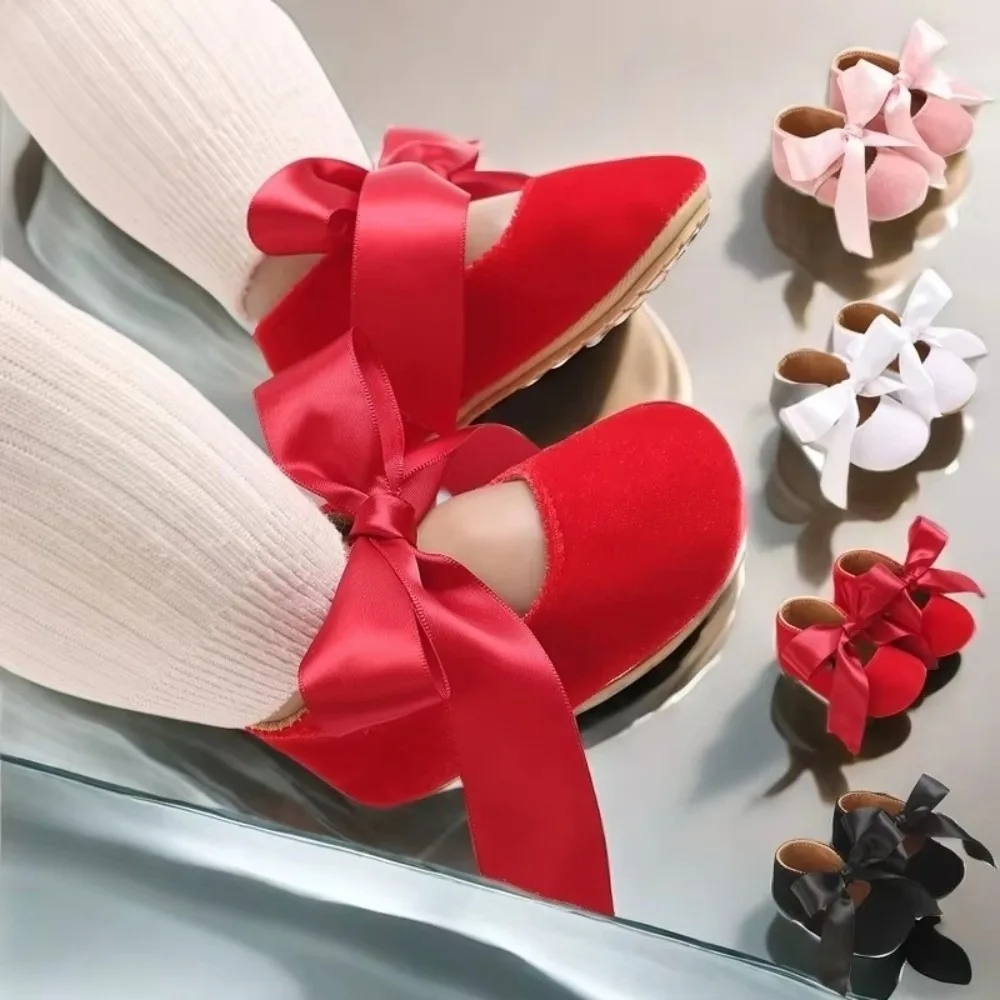 

Bowknot Ballet Baby Walker Shoes Flat Shoes Non-Slip Baby Socks Shoes Lightweight Wear-resistant Infant Shoes Spring And Autumn