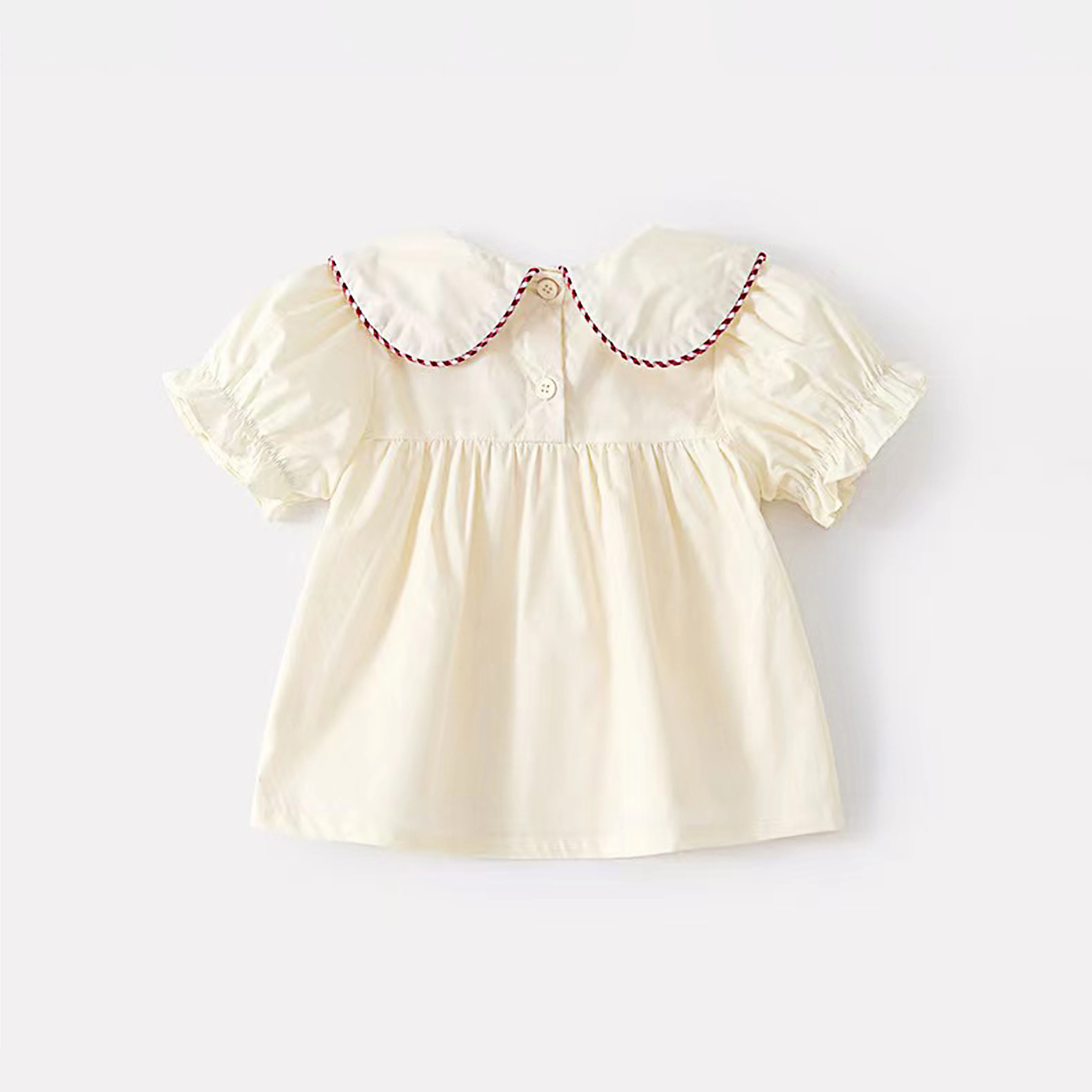 Summer Infant and Toddler Korean Style Bowknot Dress Shirt for Girl, Fashionable Short-Sleeved Summer Wear for Girls