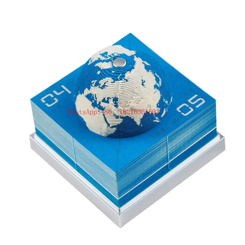 Desk Calendar Creative 3D Hand Tear Paper Carving Model Earth Calendar Holiday Gift Wall Calendar