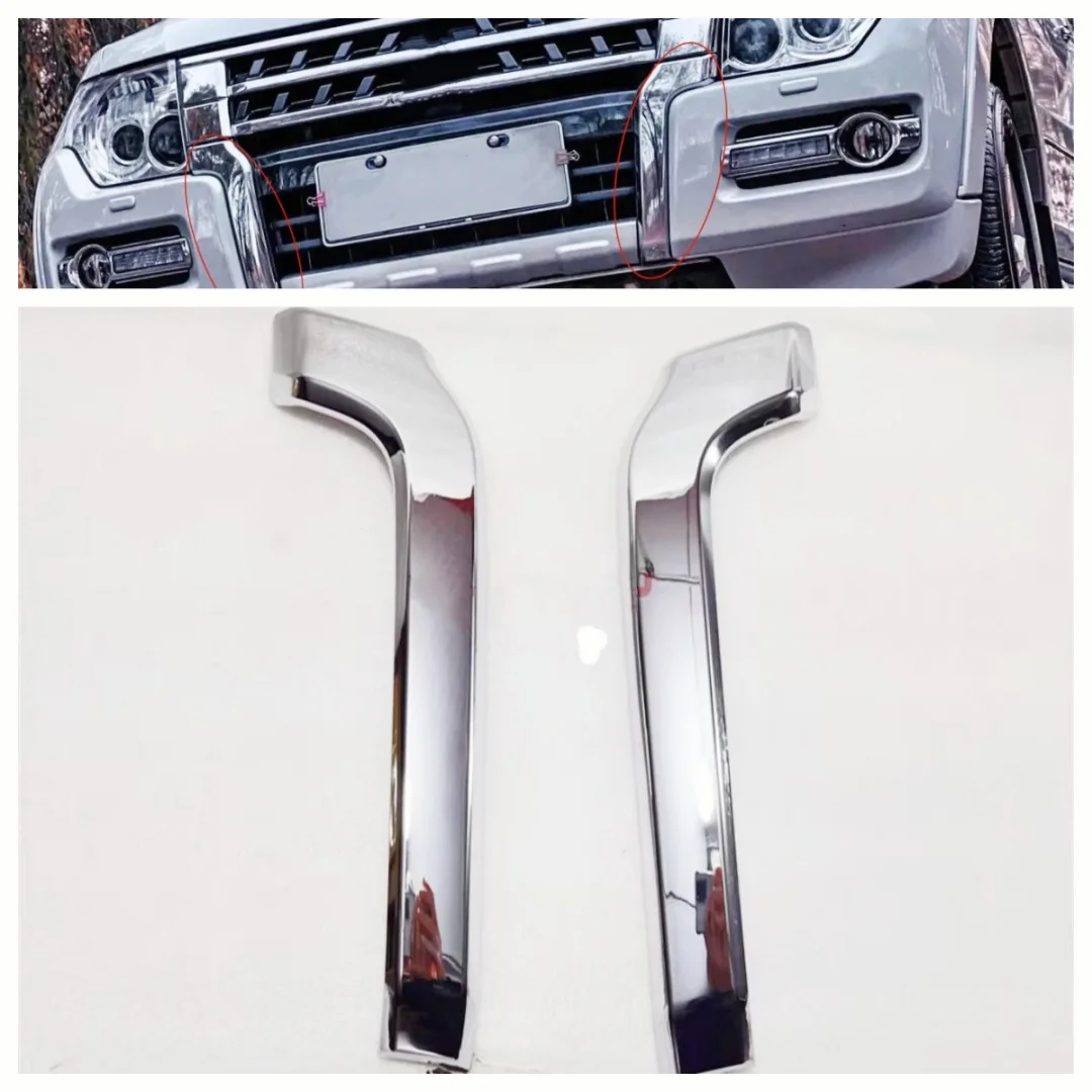 1PCS Garnish,Front Bumper Side Chrome Strip Cover Fit For Pajero Montero Shogun IV V93W V87W V97W 6407A121 6407A122