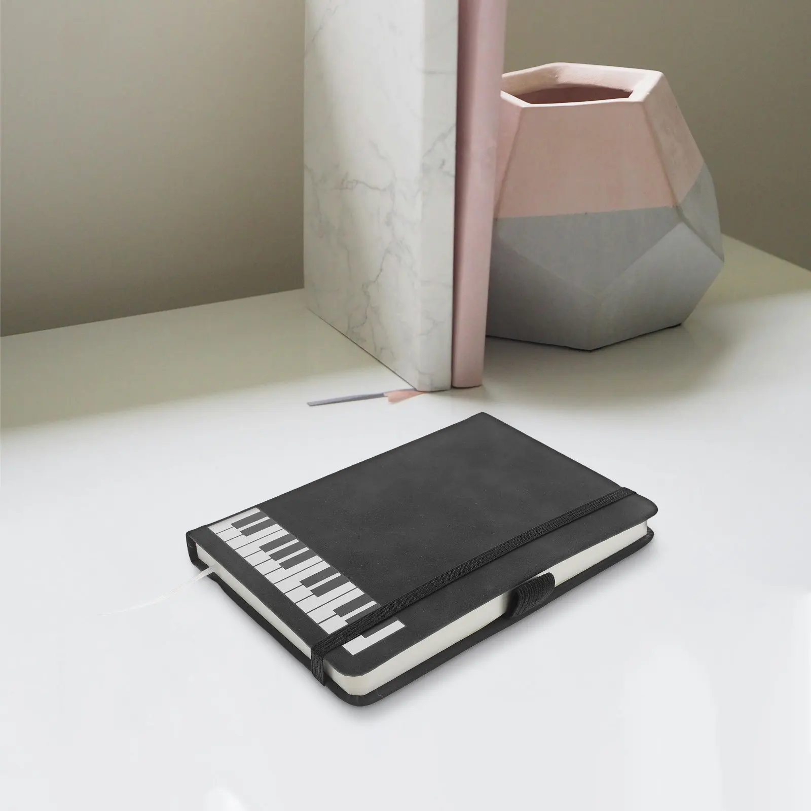 

A6 Music Theme Notebook Piano Inspired Design Smooth Paper PU Cover Multifunctional for Notes Diary Sketching Music Writing