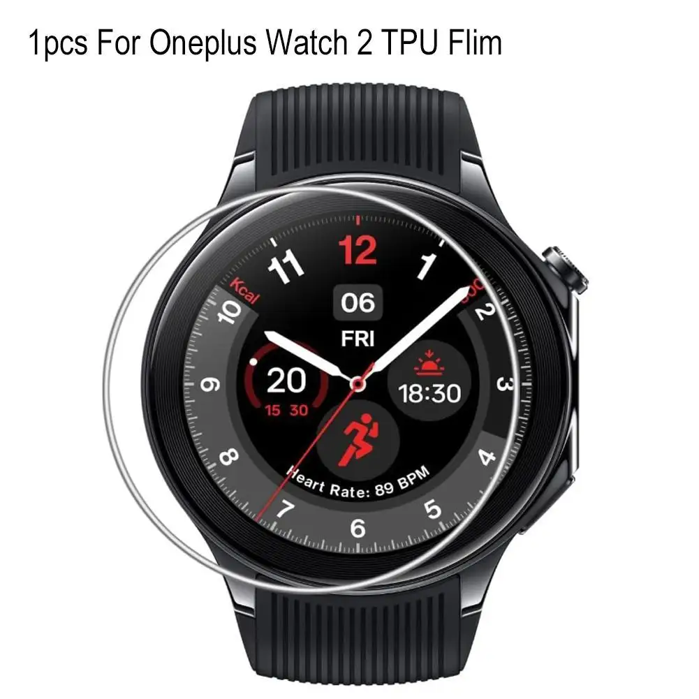 Cubierta de reloj inteligente a prueba de agua para OnePlus Watch 2, película protectora transparente HD, antiarañazos, película de hidrogel de TPU suave y reparable