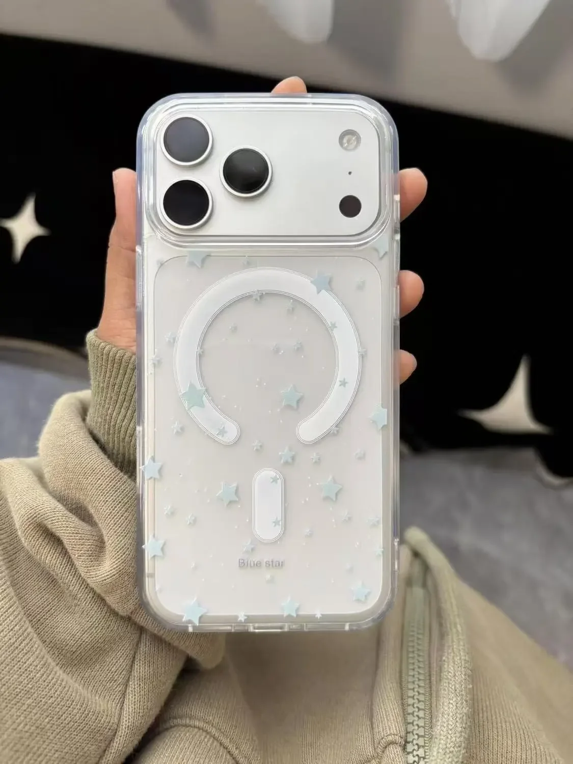 Full Screen Blue Stars for Magnetic Phone Case For iPhone 17AIR 16E 15 14 13 12 11 Pro MAX MINI Plus Y2K Wireless Charging Cover
