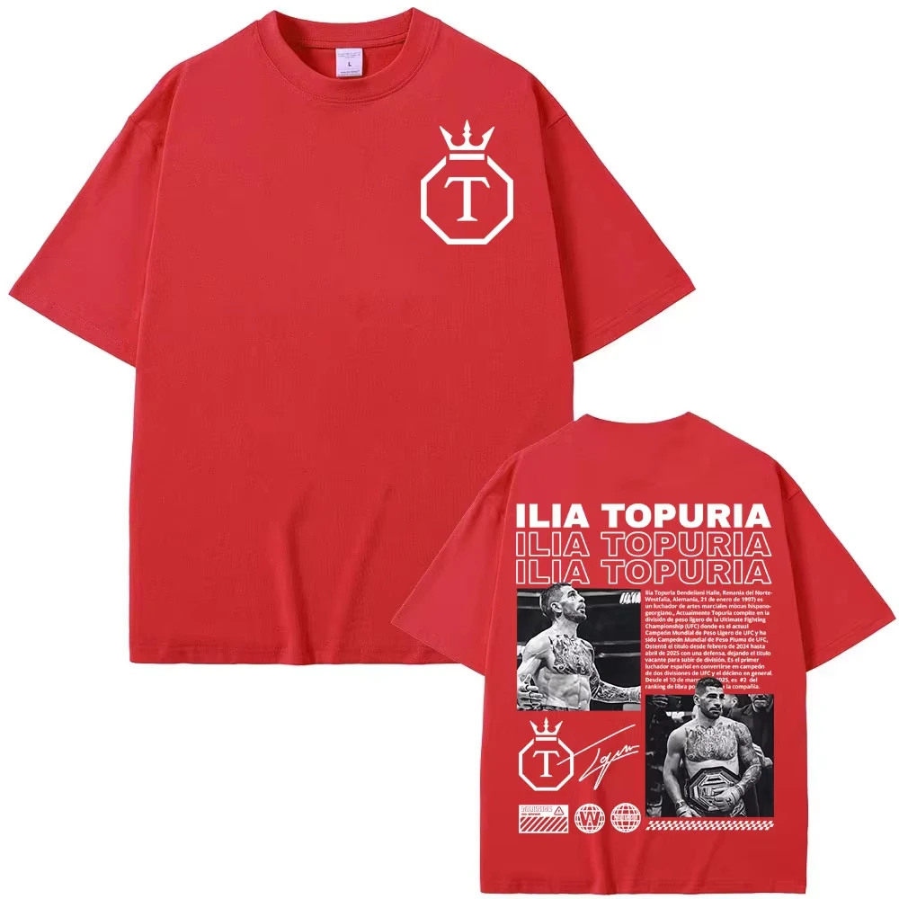 El Matador Ilia Topuria Merch T-Shirt aus reiner Baumwolle, Harajuku-Muster, Unisex, Sommer, bedruckt, Streetwear, täglich, lässig, T-Shirt – Detail 3