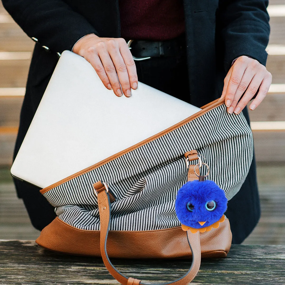 

Owl Hairball Keychain Dark Blue Unique Key Holder Creative Stylish Key Decoration Perfect Present Owl Hairball Keychains