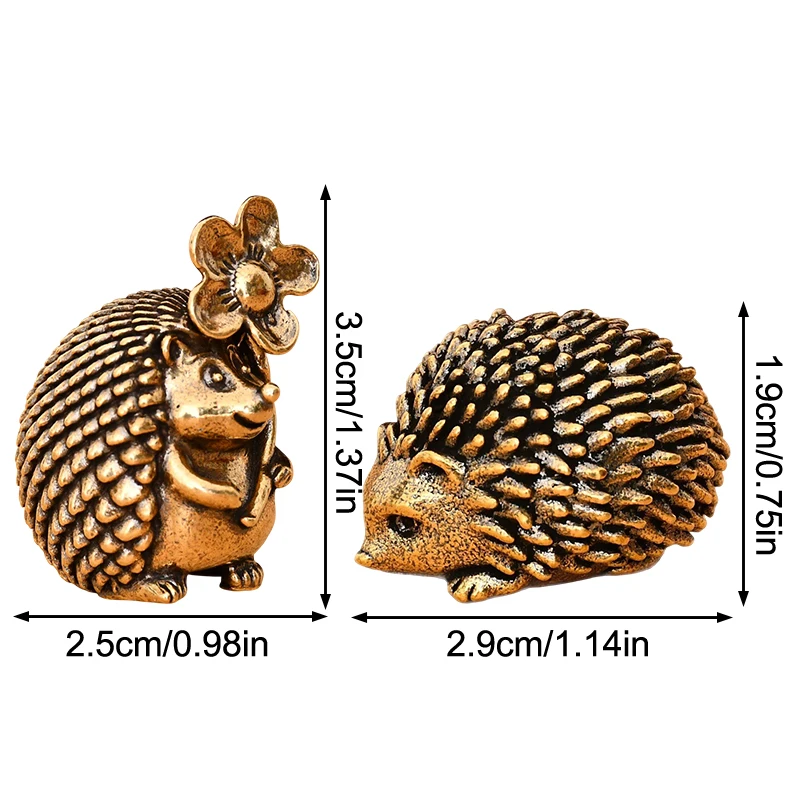 

Retro Brass Ornament Small Hedgehog Figurines Copper Hedgehog Brass Tea Pet Home Desktop Small Ornament Handicraft Miniatures