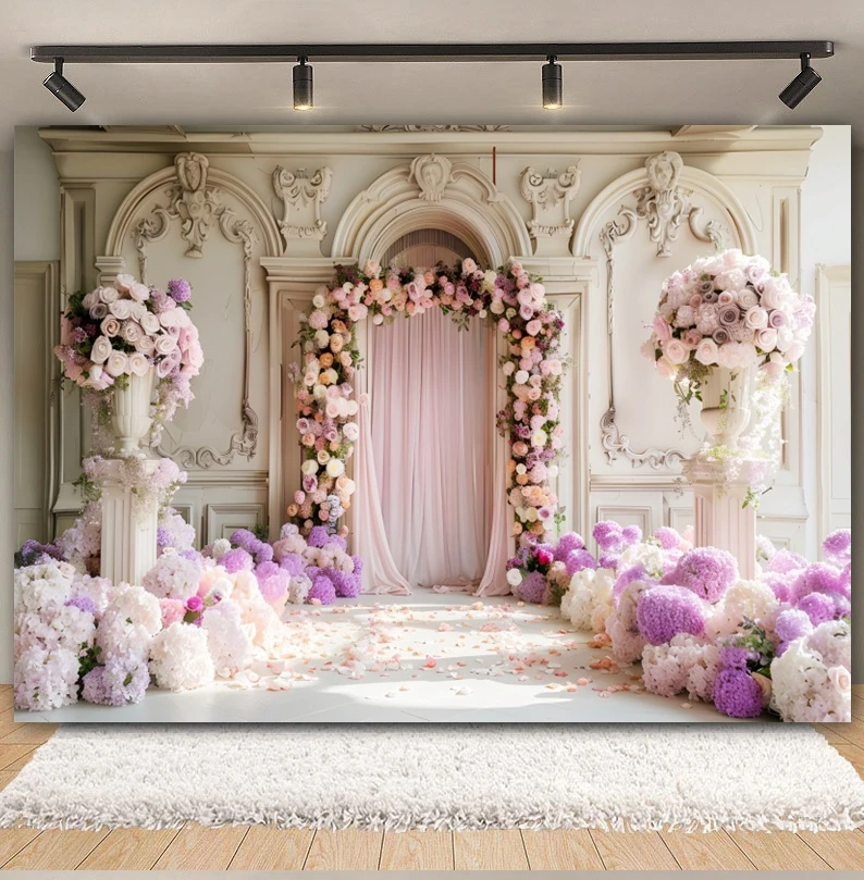 Wedding Flower Backdrop for Photography Floral Arch Bridal Shower Maternity Portrait Adult Birthday Party Photo Background Decor