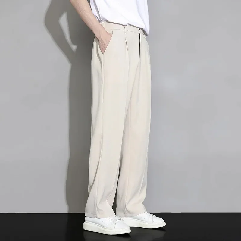 2024 New Men Suit Pants Casual Pant Solid Wide Leg Business Trousers Straight Fashionable Streetwear Comfortable Fabric Oversize