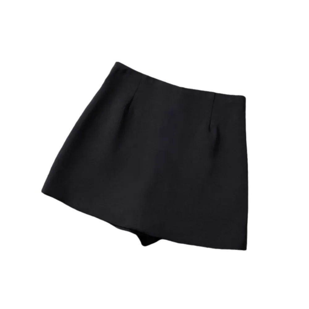 تصميم جديد بلون تنورة عالية الخصر XS/S/M/L/XL تصميم شق حجم كبير تنورة البوليستر التفاف حول Skort موسم الصيف