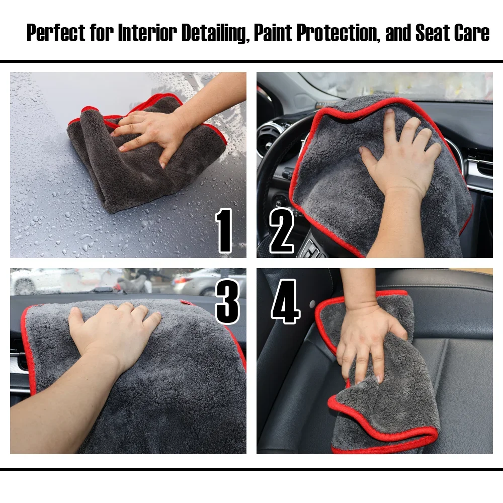 Premium Microfiber Thicken Car Wash Towel Cardetailing Soft Double Layer Clean Cloth Car washing Big Size