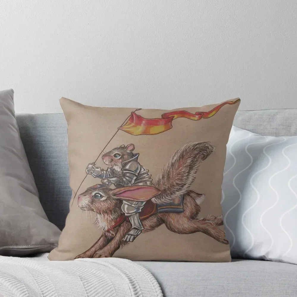 

Squirrel in Shining Armor with trusted Bunny Steed Throw Pillow Sofa Cushion Cover christmas decorations 2025 Anime pillow