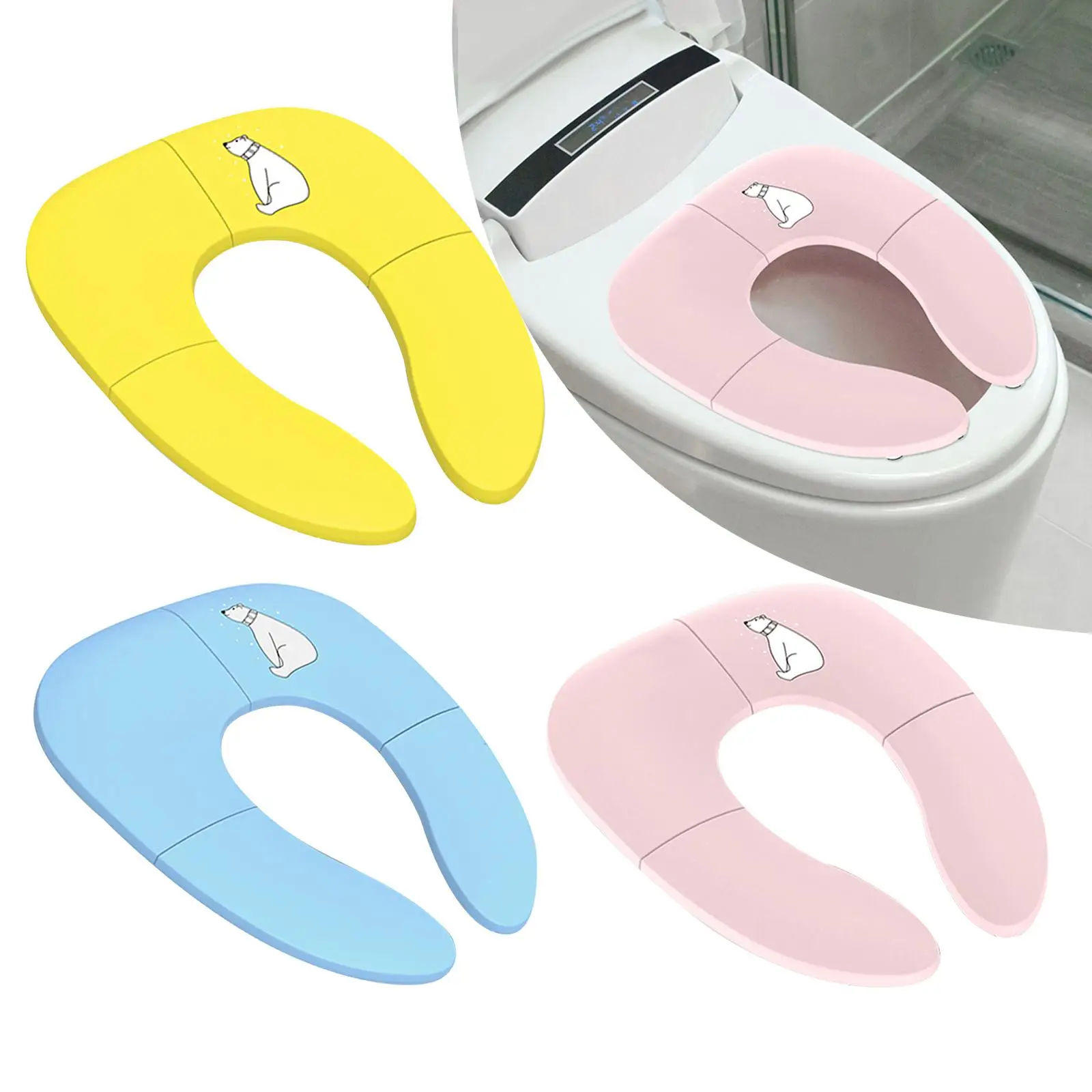 Foldable Toilet Seat Potty Ring Toilet pad for Travel Toddler Girls Kids Child