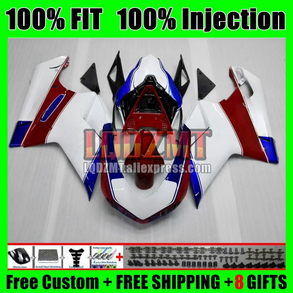 Injection For DUCATI 848 1098 1198 R S 121No.11 848S 07 08 09 10 11 12 1098S 2007 2008 2009 2010 2011 2012 White red new Fairing