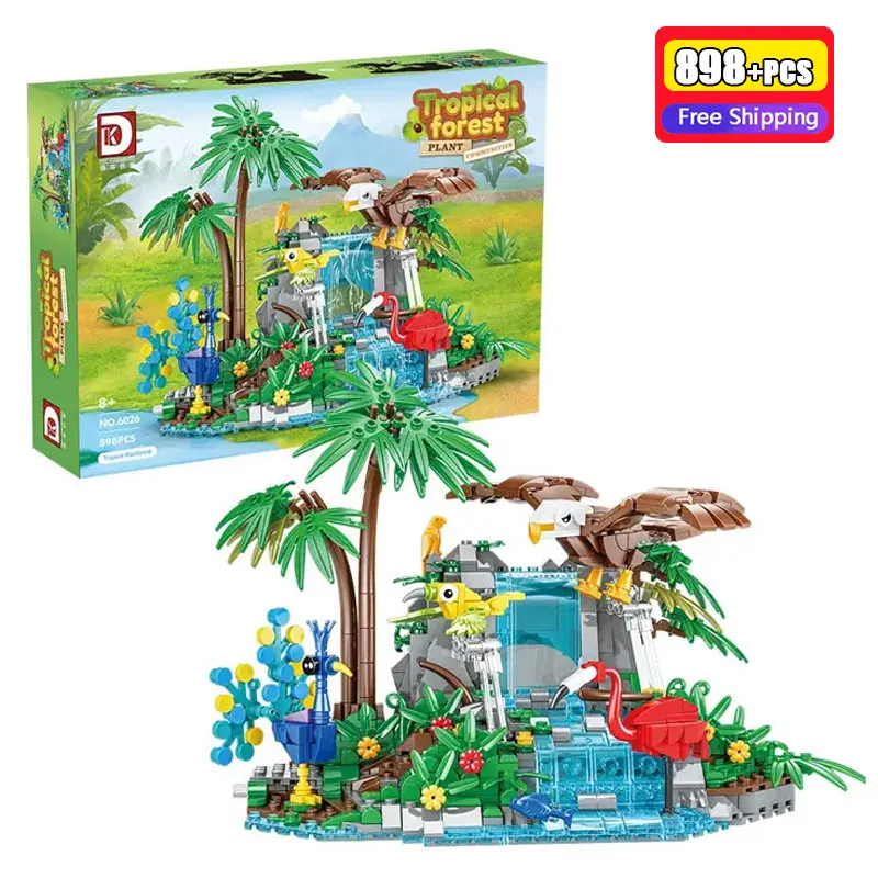 

DK6026 тропические леса и несколько птиц, 898 шт., структура передачи, мелкие частицы, строительный блок, сборная игрушка, образовательный подарок
