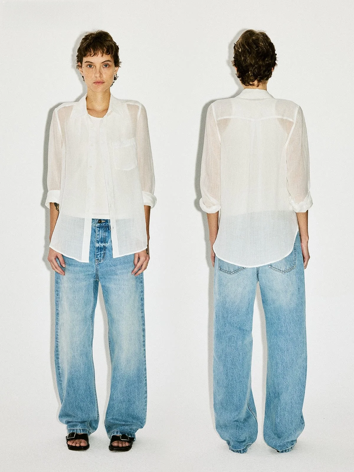 

Classic Two-Tone 00% Linen Long Sve irt Wide oulder Flip Collar Ultra-Thin Sun Protection Layering Women's Faion