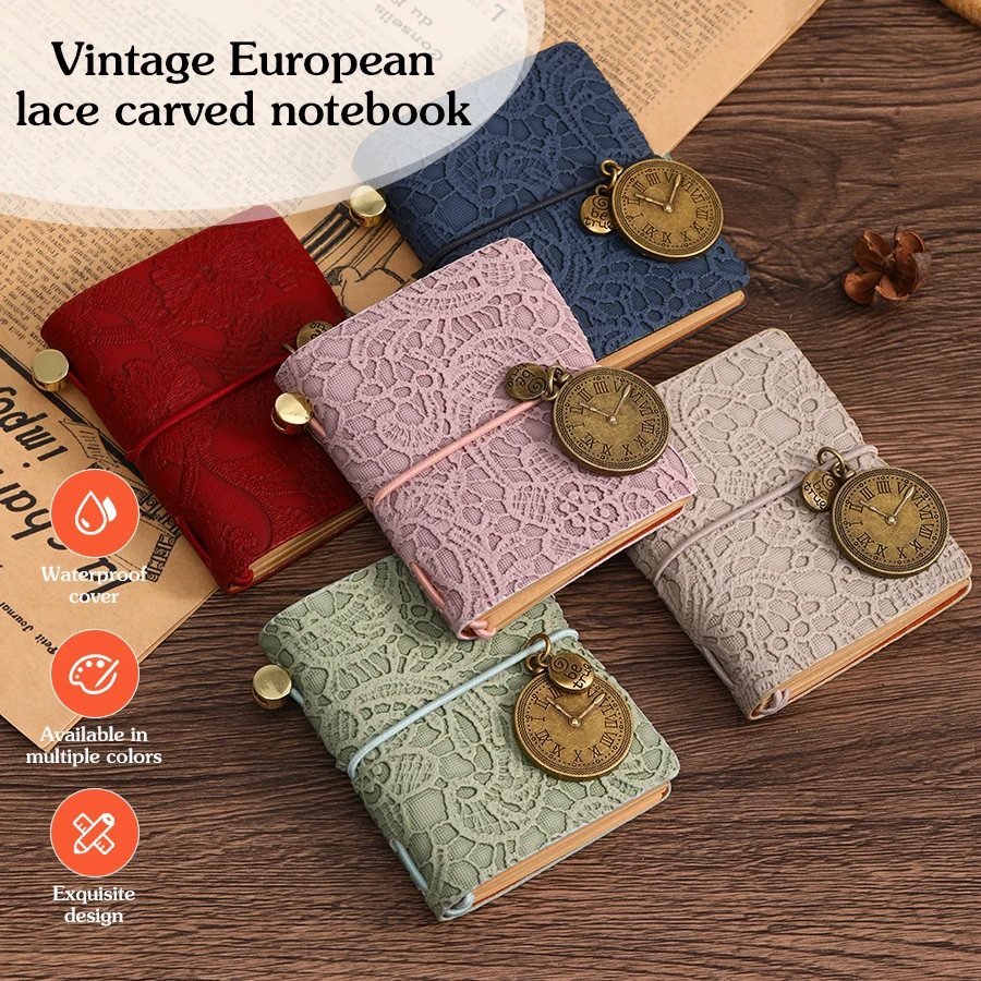 Quaderno ultra mini, manuale di viaggio, libro in stile retrò in pelle, adatto per appendere decorazioni, diario, quaderno, 120 pagine