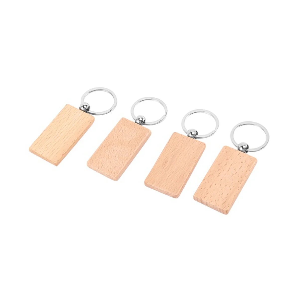 70PCS Wood Keychain Blanks, Unfinished Round Wood Key Tag, Wood Engraving Blanks Key Chain for -Rectangle