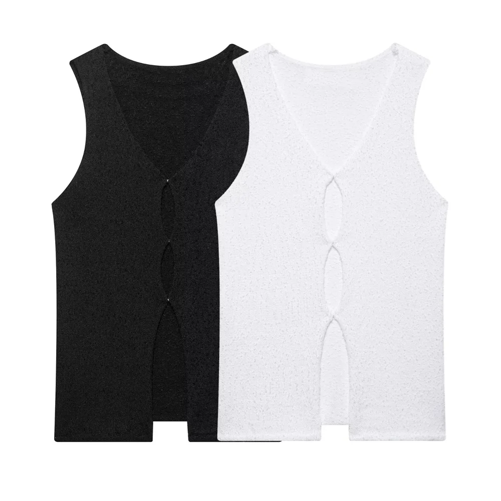 

UNIZERA women's sexy V-neck sleeveless knitted pullover vest top for spring and summer new women's clothing
