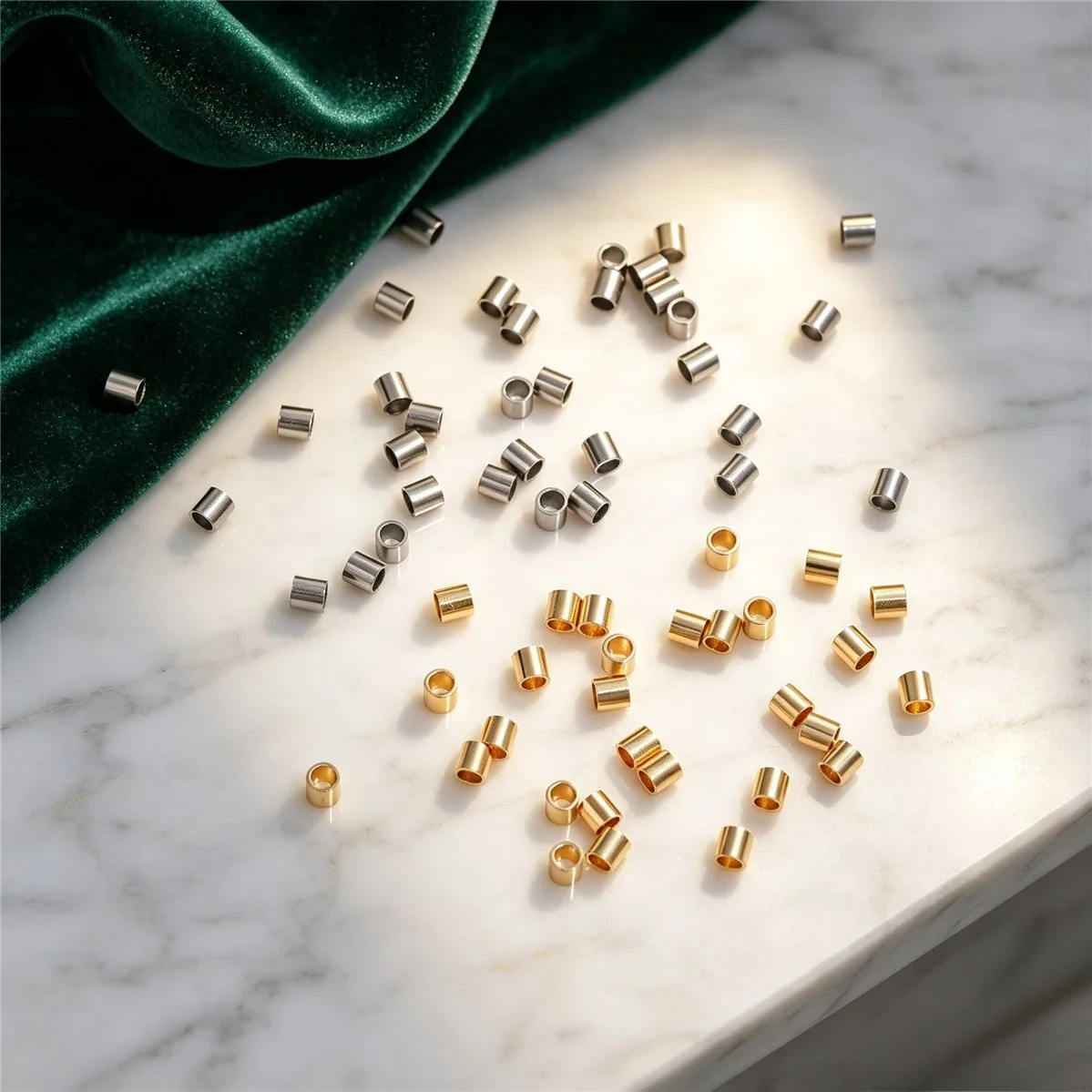 Colorfast Titanium Steel Positioning Tube, Bead Fixing Flat Crimp Ends DIY Bracelet Necklace Finishing Jewelry Accessories