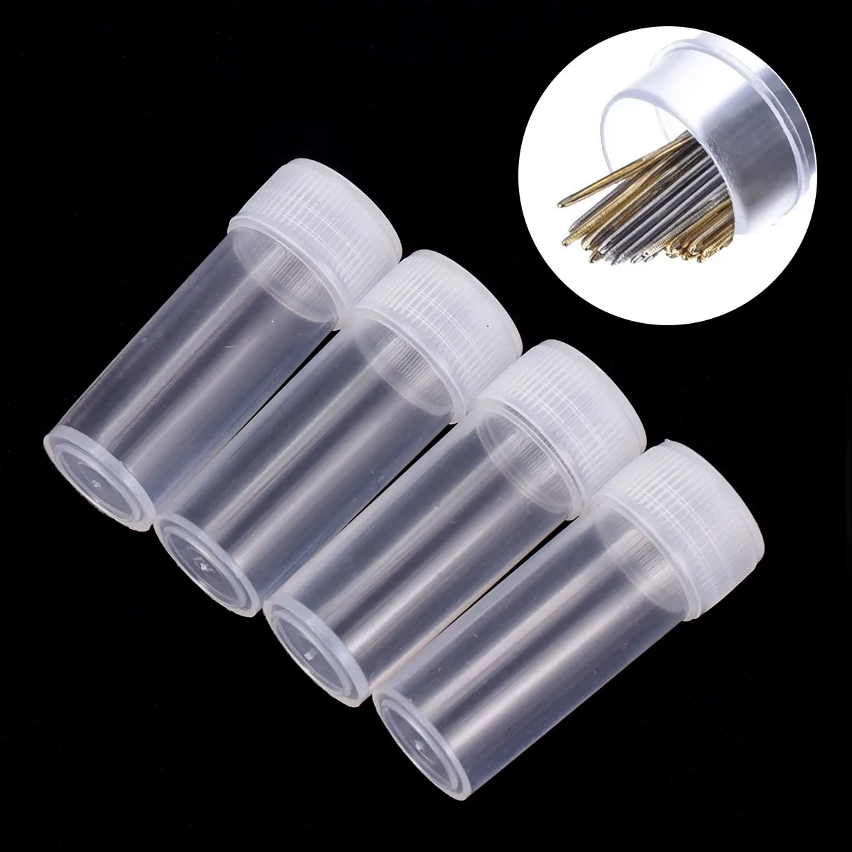 

50pcs Needle Bottle Transparent Pp Plastic Storage Tube For Sewing Cross-Stitch Diy Craft Beads Needles Jewelry Pills Organizer