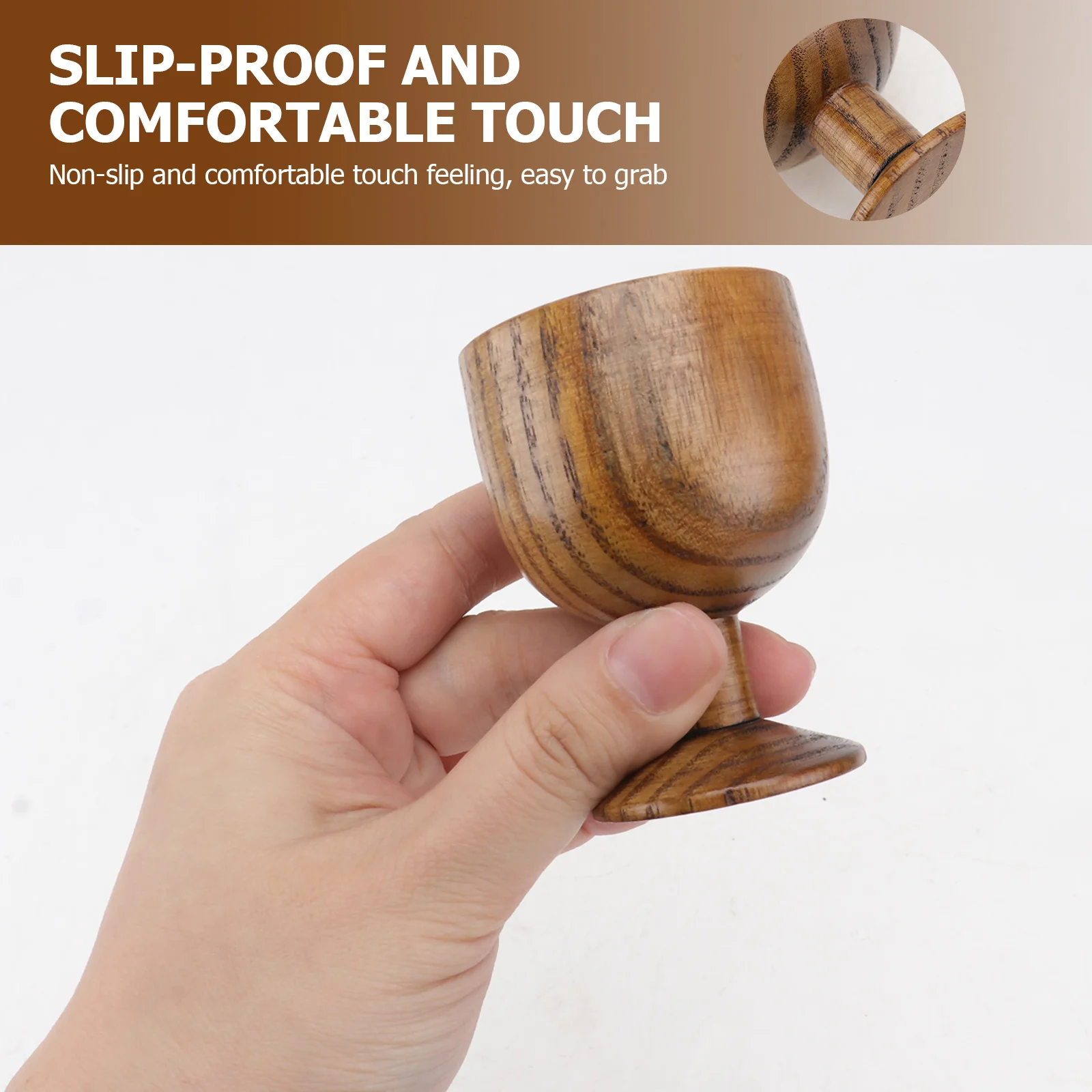 

1Pcs Jujube Wood Drinking Cup Retro Chic Hand-Made Wooden Whiskey Wine Glass Eco-Friendly Non-Slip for Wine Tea Coffee
