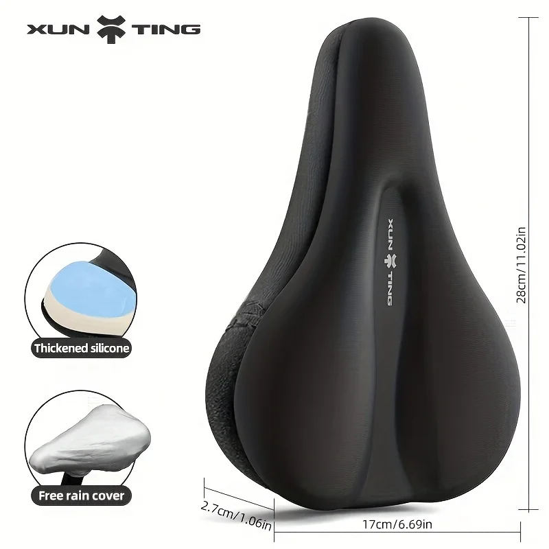 XUNTING Comfort Bike Seat Cover with Dual Shock Absorption, Memory Foam, Anti-Slip, Wear-Resistant Bicycle Saddle Cover image 3