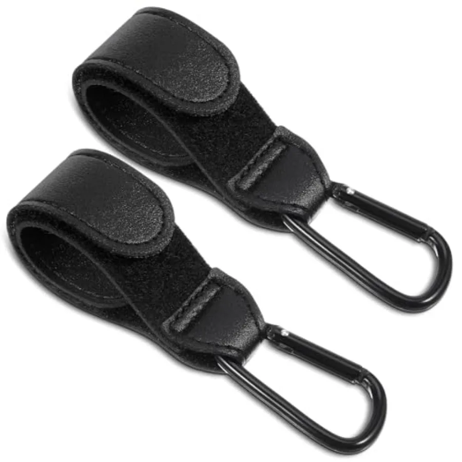 Xindojuz 2 PCS Stroller Hooks for Bags Multipurpose Stroller Straps with Large Carabiner Clip for Hanging Diaper Bag and Stroll