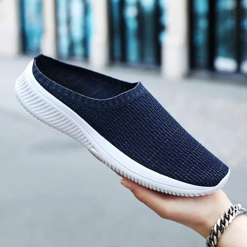 ummer Mesh Men Casual Shoes Breathable Half Loafers Fashion Outdoor Indoor Slippers Women Flats Comfortable Couple Sneakers