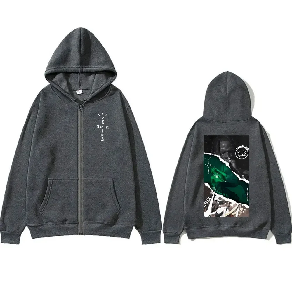 New Cactus Jack Zipper Hoodie Cool Look Mom I Can Fly Music Album Cover Print Hoodies Men Women Hip Hop Oversized Zip Up Jacket