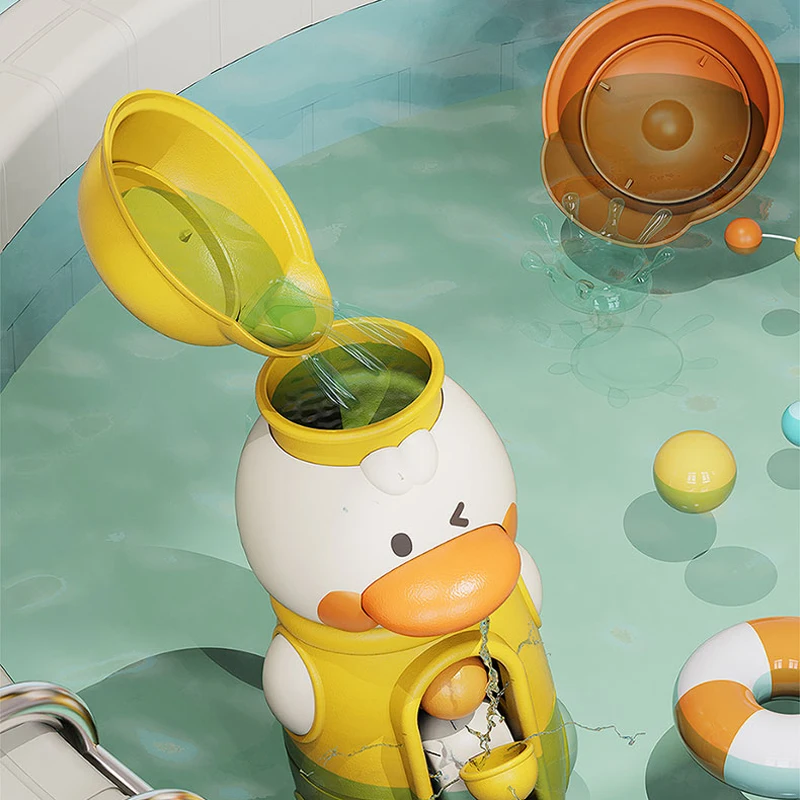 جديد لطيف بطة الفيل عجلة المياه استحمام الطفل حمام لعب الصيف الأطفال لعب المياه ألعاب سبينر مع كوب شفط للطفل
