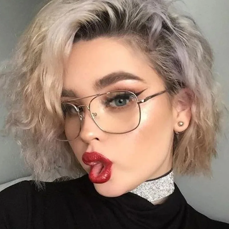 Lunettes de soleil Vintage à grande monture en métal, simples, rétro, plates, pour hommes et femmes, classiques, simples, Lentes