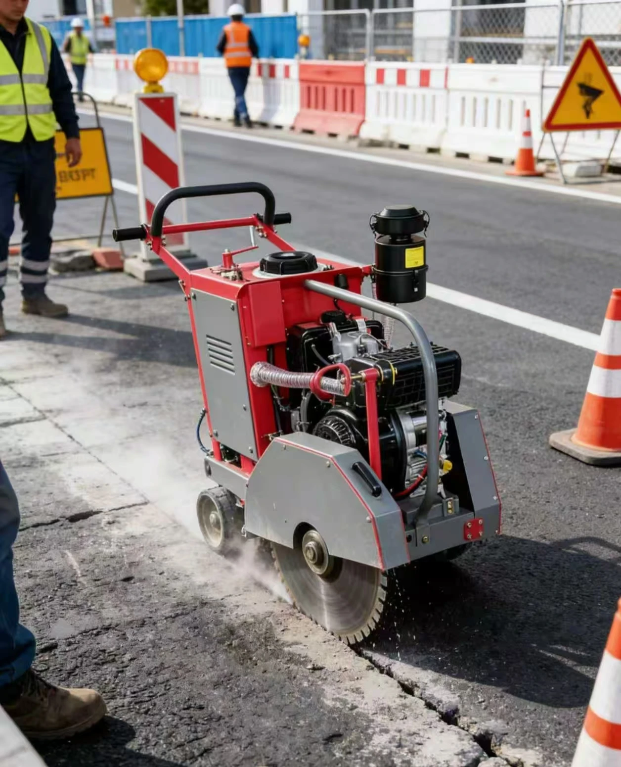 a for Engine Concrete & Asphalt Cutting Machine 13HP 180mm Cutting Depth 40L Water Capacity