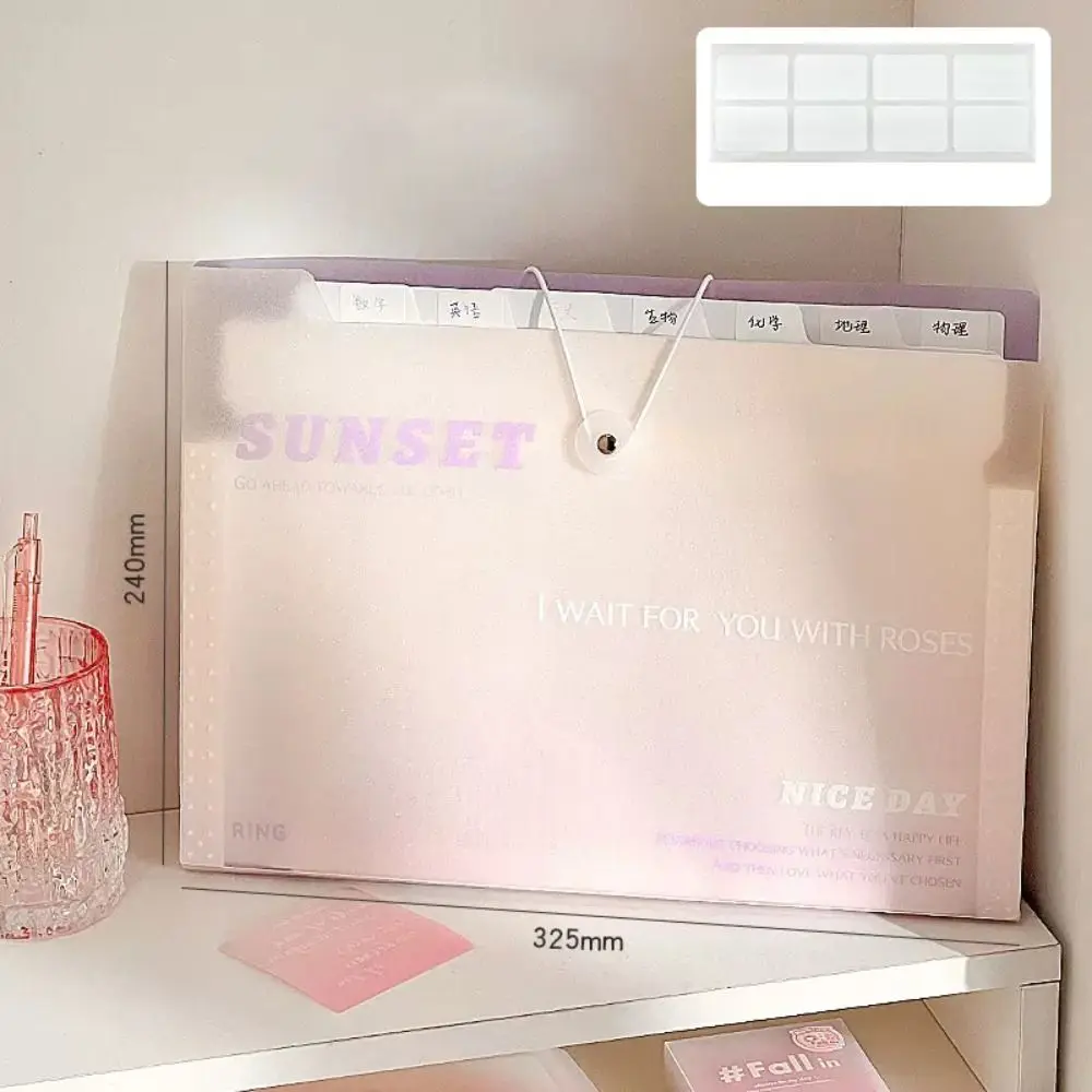 Simple Waterproof A4 File Folder 8 Pockets Large Capacity A4 Paper Storage Bag Thickened PP Classification Folder School Office