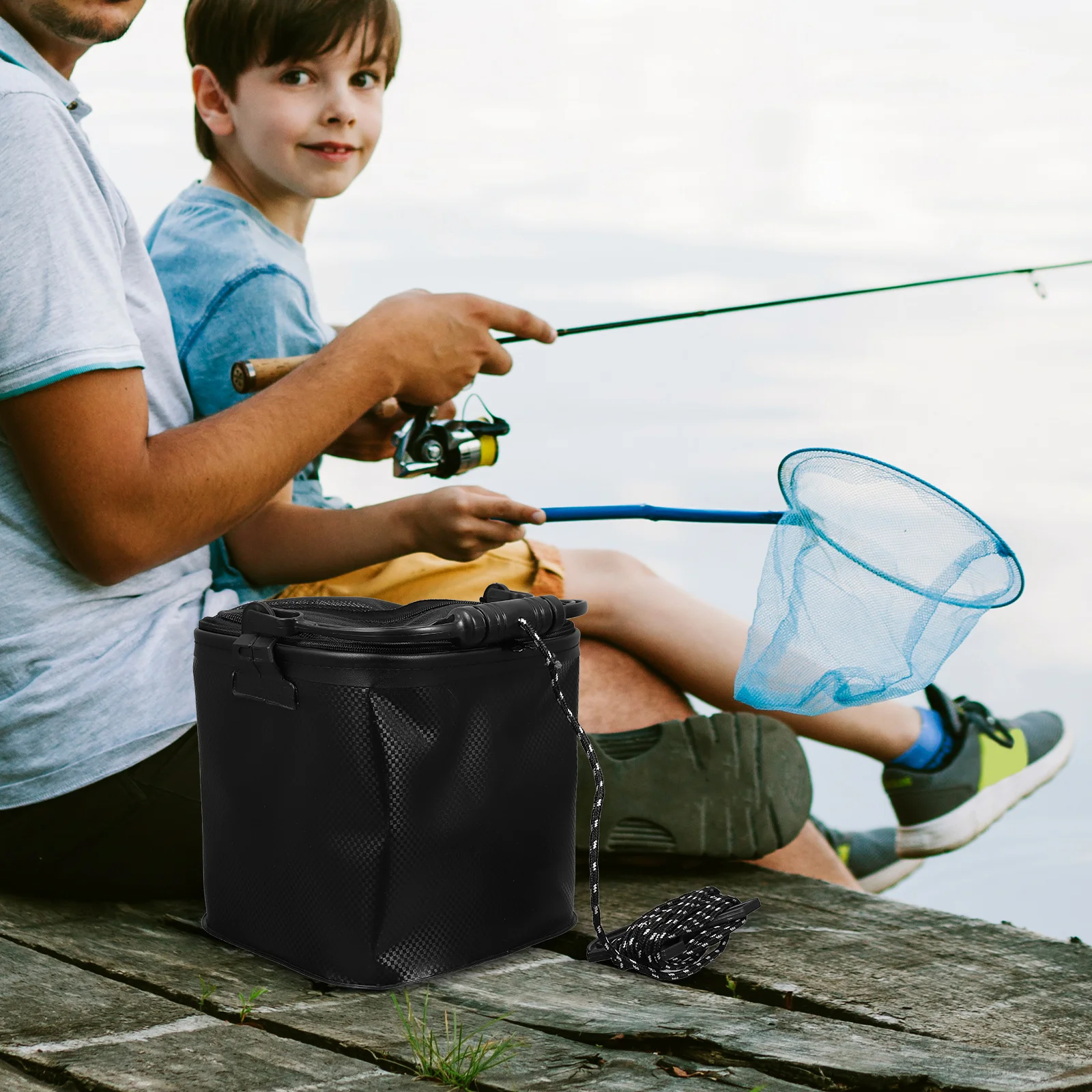 

Foldable Fishing Bucket EVA Large Capacity Bait Bag Saltwater Fish Basket Storage Portable Minnow Bucket Clam Bag