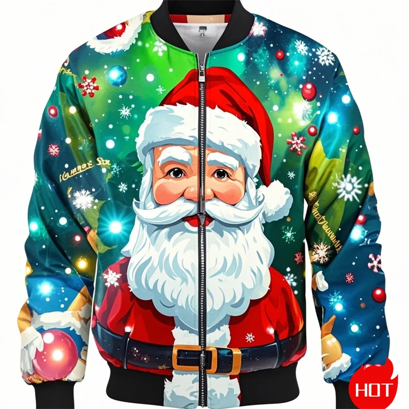 Autumn Fashion 3D Printed Merry Christmas Jacket Cute Santa Claus Xmas Graphic Jackets Men Unisex Funny Streetwear Mens Clothing