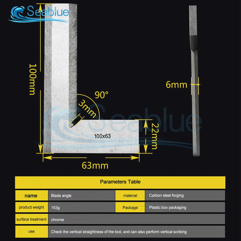 90 Degree Flat Edge Square Carpenter Square Bladed Try Square Angle Square L-shaped Carpenter's Ruler Marking Gauge Carpenter