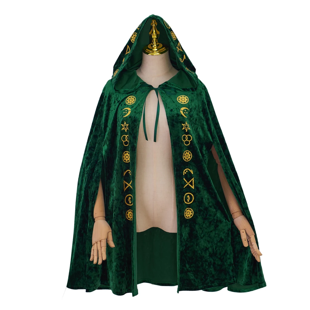 Winifred Cosplay Sanderson Kostüm Umhang Winifred Grüner Samt Kapuzen Hexenumhang Kostüm Damen Halloween Karneval Outfit