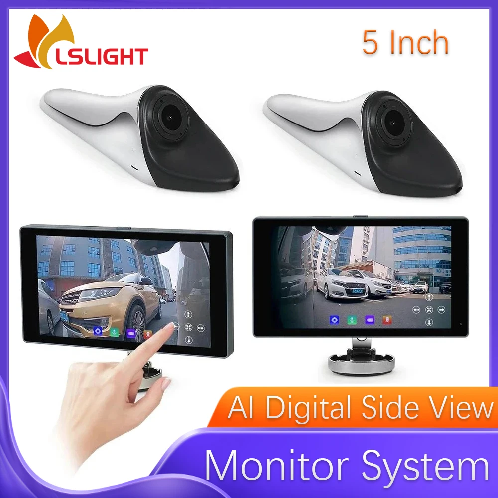 

5 Inch 1080P Dual Touch Screen AHD Parking Monitor With Blind Spot Car Camera Left Right Side Rear View Camera Display