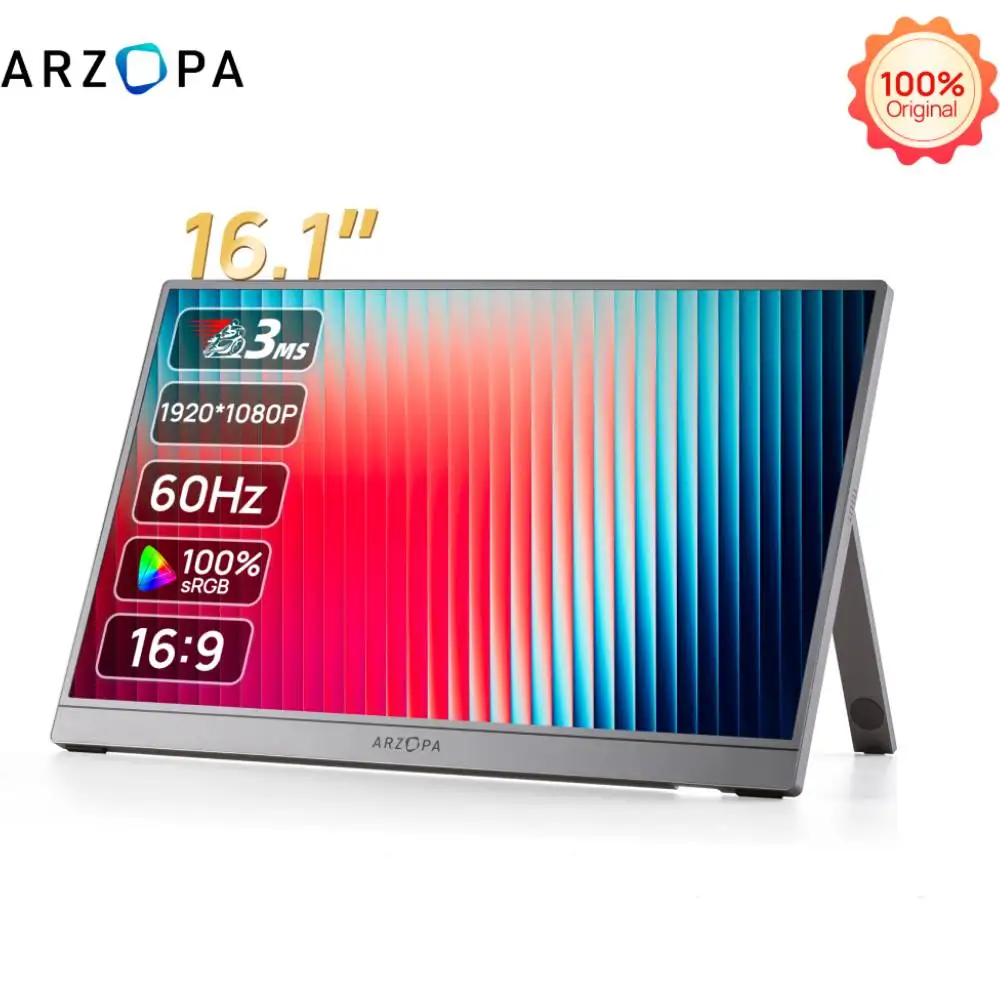 ARZOPA Z1F 16.1 Inch 144Hz Gaming Portable Monitor, 1080P 300cd/㎡ IPS Screen for Mac Laptop PC Switch PS Xbox External Display